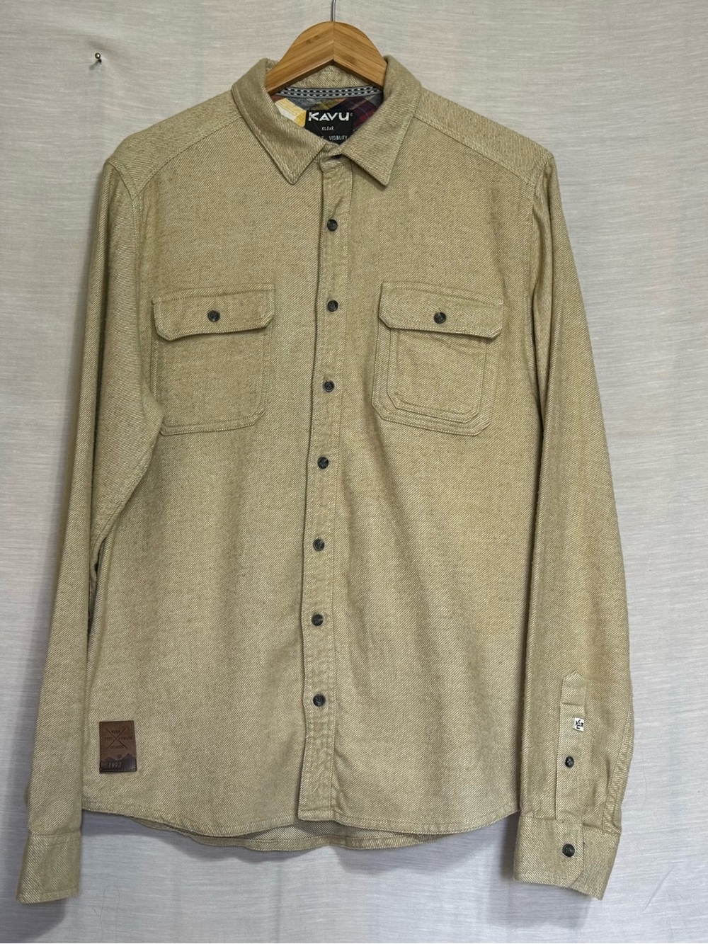 KAVU Franklin Tan Canvas Flannel Lined Work Shirt Men’s L